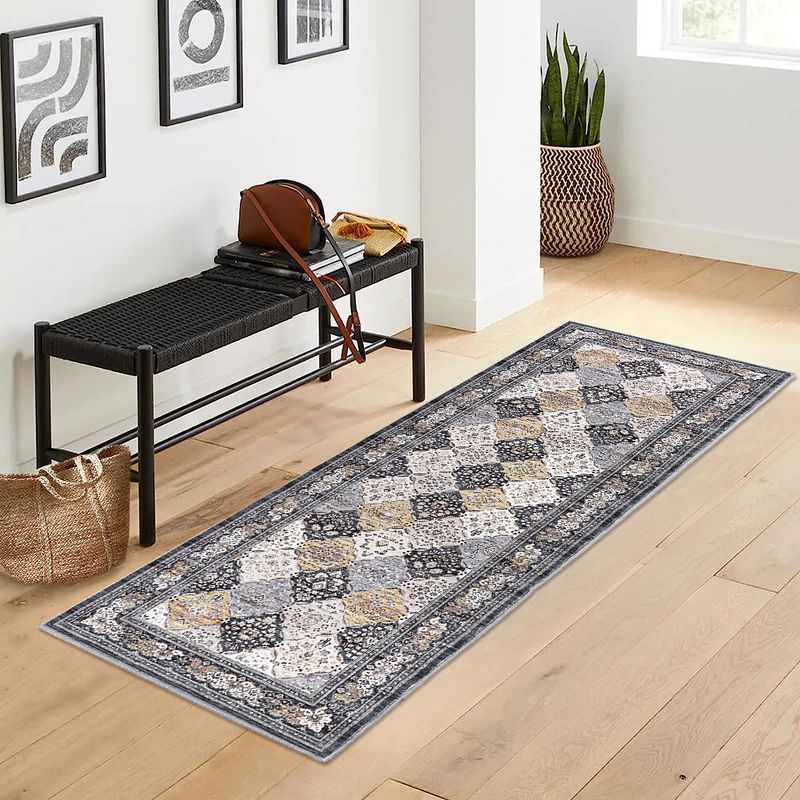 Area Rug Washable Rug Vintage Bohemian Rug Low-Pile Indoor Moroccan Carpet, Ultra Soft Area Rugs for Bedroom Living Room Dining Room, 2' x 6' Brown, 3 of 9