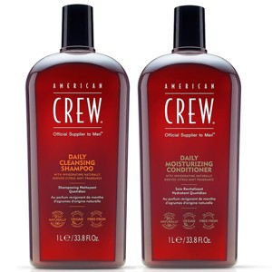American Crew Daily Cleansing Shampoo & Daily Moisturizing Conditioner (33.8 oz XXL Large DUO SET Kit) Naturally Derived, Vegan Formula - 1 of 4