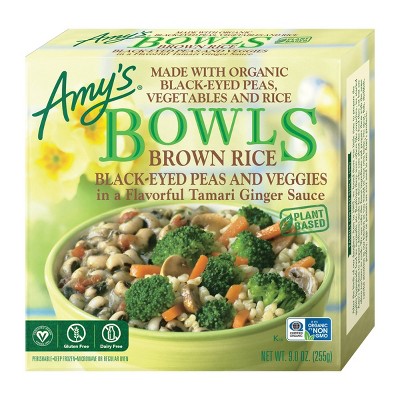 Amy's Gluten Free and Vegan Frozen Brown Rice Black-Eyed Peas and Veggies Bowls - 9oz