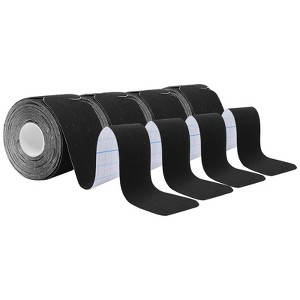 Itopfox Kinesiology Tape, 80 Precut Strips 4 Rolls, Cotton Elastic Athletic Tape for Muscle Pain Relief and Joint Support, Black - 1 of 4