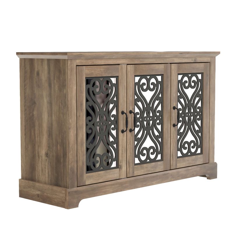 Galano Calidia Wood 45.7in. 3 Door Sideboard with Adjustable Shelves in Knott Oak, Dusty Grey Oak, 4 of 16