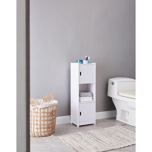 Kings Brand Furniture - Bathroom Floor Storage Cabinet, Open Shelve with Doors, White - 1 of 3