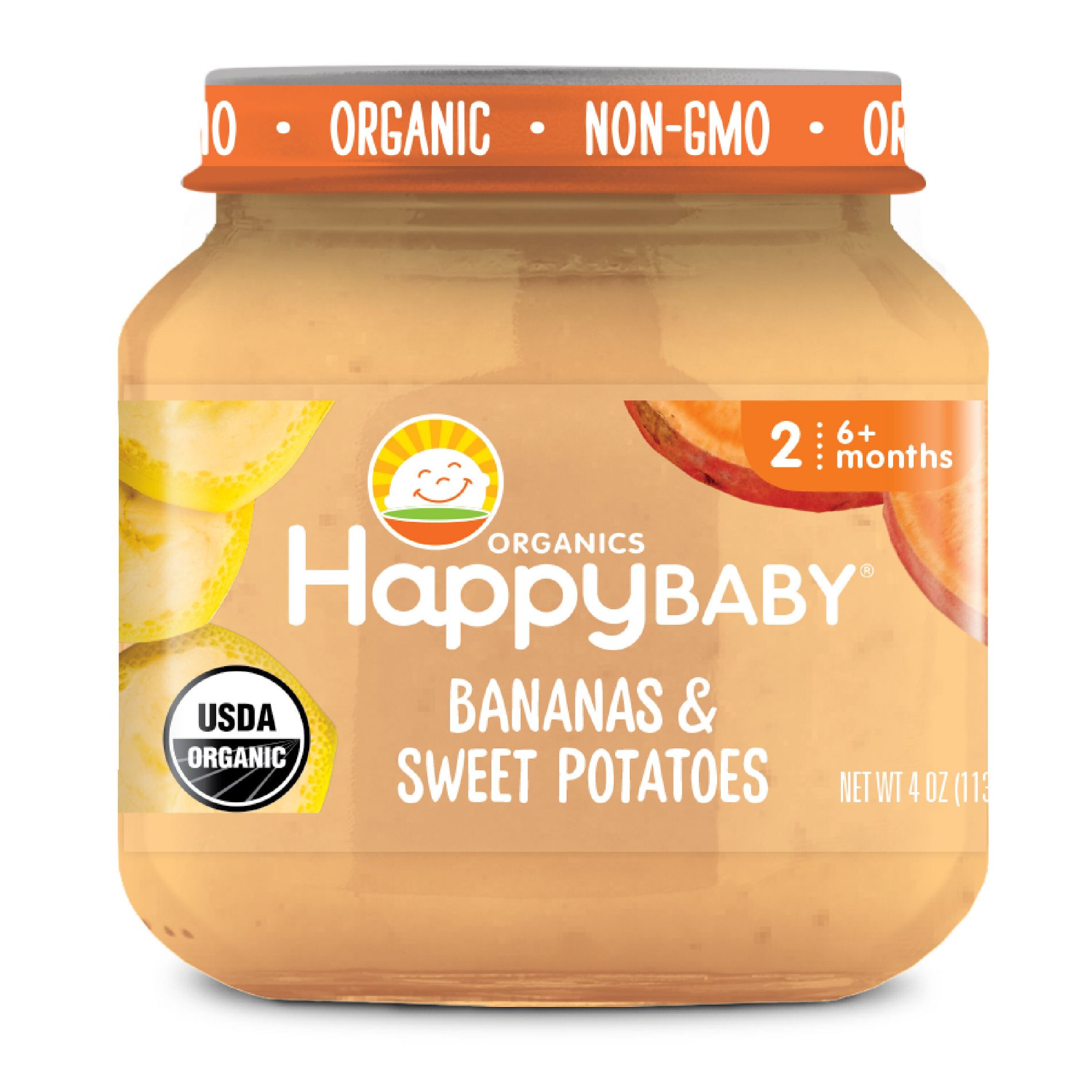 Happy Baby Organics Clearly Crafted Stage 2 Bananas & Sweet Potatoes Jar - 4oz