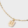 14K Gold Dipped Enamel "W" Initial Pendant Necklace - A New Day™ Gold/White - 4 of 4
