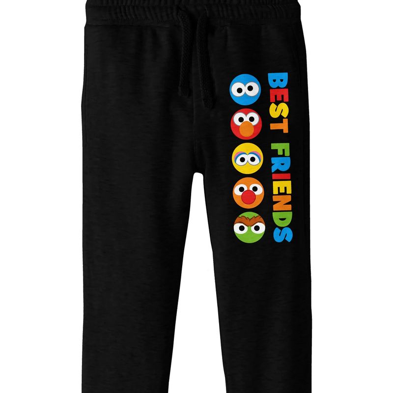 Sesame Street Best Friends Chibi Character Heads Boy's Black Jogger Pants, 2 of 4