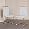 DOMETOUR Modern Dining Chairs Set of 2 PU Faux Leather High Back Upholstered Side Chair with C-shaped Tube Plating Metal Legs - 3 of 4