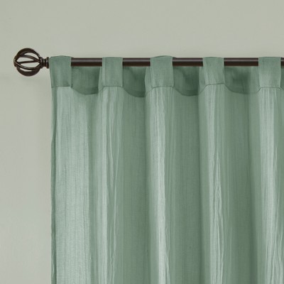 Aqua Sheer Polyester Ground Length Window Drapes, 2-Piece Set