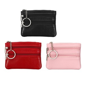 Unique Bargains PU Leather Durable Compact Lightweight Coin Purse Pouch 4.7" x 3.5" 3 Pcs - 1 of 4