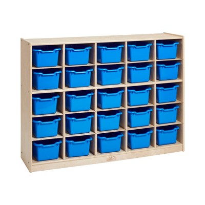 ECR4Kids 25 Cubby Mobile Tray Cabinet with Scoop Front Storage Bins ...