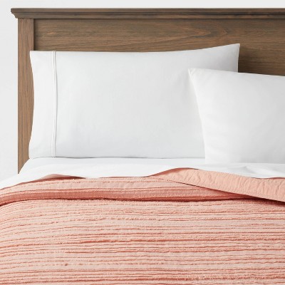 Full/Queen Clipped Texture Quilt Salmon Pink - Threshold™