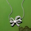 Ross-Simons 4.5-5mm Cultured Pearl and .11 ct. t.w. Diamond Bow Pendant Necklace in Sterling Silver Size 18 - 3 of 4