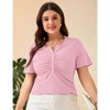 Coolmee Women Plus Size V Neck Button Blouse Short Sleeves Summer Comfy Lightweight Casual Tunic Tops - 2 of 4
