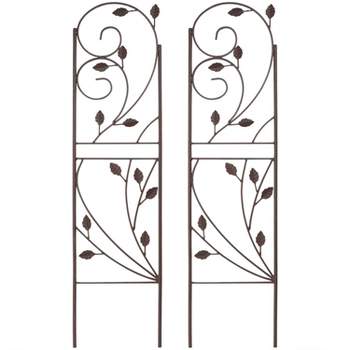 Sunnydaze Metal Wire Rustic Plant Design Garden Trellis for Outdoor Climbing Flowers and Vines - 32" H - Brown - 2-Pack