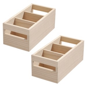 iDesign Paulownia Wood Divided Pantry Bin - Set of 2 - Natural - 1 of 4