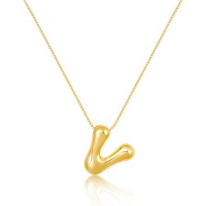 Bubble Initial Necklace Gold Plated Balloon Charm Birthday Gift - 1 of 4