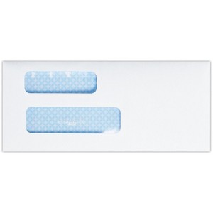 Quality Park Moistenable Glue Security Tinted #9 Double Window Envelope 3 7/8" x 8 7/8" Bright White - 1 of 2