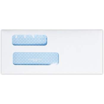 Quality Park Moistenable Glue Security Tinted #9 Double Window Envelope 3 7/8" x 8 7/8" Bright White