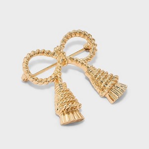 Braided Bow Brooch Pin - A New Day™ Gold - 1 of 2
