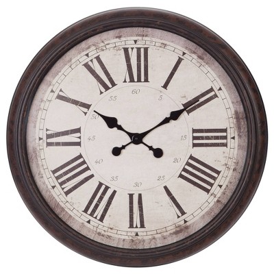 30" Baldaud Roman Numeral Wall Clock Black - Patton Wall Decor