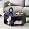 FURNIinspire Coffee Tables Hexagonal MDF Coffee Table with Pattern Stickers Multi Hole Design Large Size for Living Room, Black, 31.5"*27"*14" - 2 of 4