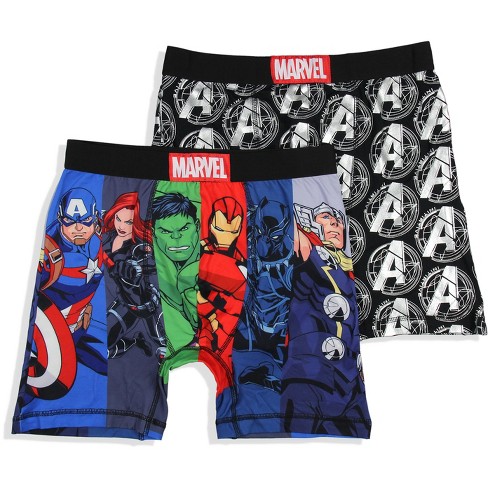Marvel Mens' 2 Pack The Avengers Comic Boxers Underwear Boxer Briefs Black  : Target