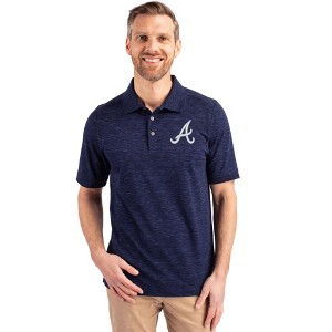 Atlanta Braves Cutter & Buck Advantage Tri-Blend Space Dye Mens Polo - Dark Liberty Navy - Small - 1 of 1