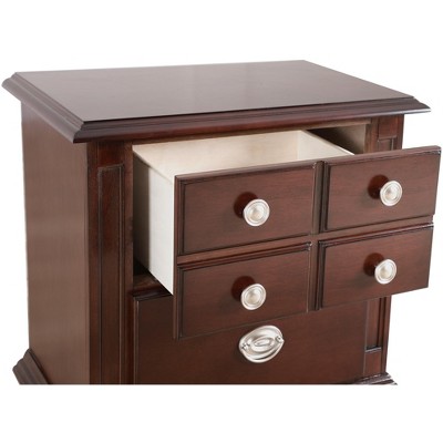 Summit Cappuccino 5-Drawer Solid Wood Veneer Nightstand