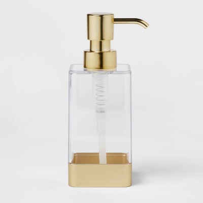 Square Soap/Lotion Dispenser Gold/Clear - Room Essentials™