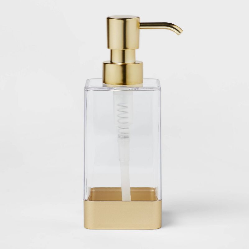 Square Soap/Lotion Dispenser Gold/Clear - Room Essentials&#8482;, 1 of 10