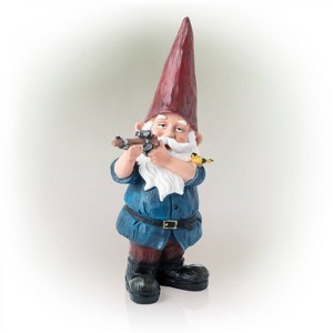 12" Hunting Shirt Magnesium Oxide Garden Gnome Statue Blue - Alpine Corporation - 1 of 4