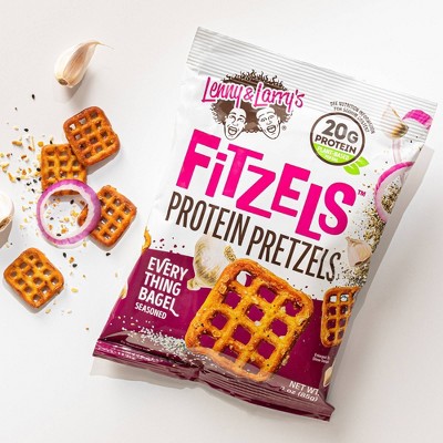Lenny & Larry's FITZELS Everything Bagel- High Protein Pretzels - Plant Based Protein - 20g Protein - 3oz/8pk