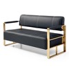 Sapphtopaz 58" Modern Sofa Bonded Leather Upholstered Loveseat Couch with Golden Metal Arms 2 Seater Small Sofa Couches for Living Room,Bedroom - 2 of 4