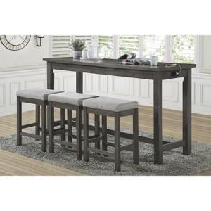 NicBex Round Dining Table Set for 3 Counter Height Dining Set with Drawer Built-in USB Ports Outlets and 3 Stools for Kitchen - 1 of 4