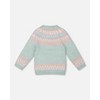 Deux par Deux Girl Sweater with Norwegian Jacquard Turquoise Blue - 4 of 4
