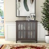 Costway Storage Buffet Cabinet Glass Door Sideboard Console Table Server Display Brown - 3 of 4
