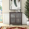 Costway Storage Buffet Cabinet Glass Door Sideboard Console Table Server Display Brown - image 3 of 4