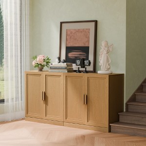 Spassway Storage Cabinet Floor Cabinets with Doors and Adjustable Shelves Wood Shelving Unit for Organizing Pantry Basement  Mudroom - 1 of 4