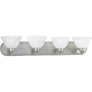 Progress Lighting Avalon 4-Light Bath Bracket, Brushed Nickel, Alabaster Glass Shade - 1 of 2