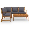 vidaXL 4-Piece Oil Finished Acacia Wood Patio Lounge Set - Modern Style Outdoor Seating with Coffee Table and Cushions - Dark Gray - 3 of 4