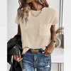 Womens Casual Sweater Tops Cap Sleeve Knit Tops with Chest Pocket Summer Crew Neck Pullover Sweater Womens Spring/Fall Outfits - 4 of 4