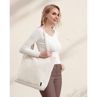 BEAFUP Corduroy Tote Bag: Spacious Vegan Leather Shoulder Bag with Zipper and Pockets for College, Work, and Travel