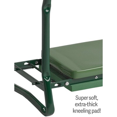 Green Powder-Coated Steel Garden Kneeler with Extra-Thick Padding
