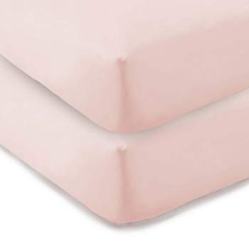 Pink 400tc Sateen Mini Crib Fitted Sheet Set-2pk - Levtex Home
