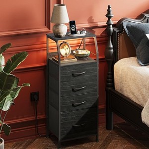 GALAXHERO Night Stand Set of 2 with Charging Station Nightstand with LED Light and 4 Storage Drawers Bedside Tables Wood Shelf Metal Frame 31.9" Tall - 1 of 1