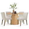 5-Piece Dining Table Set for 4, 46" Manufactured Oak Grain and 18.5" Wide 4 Genuine Linen Dining Chairs-Maison Boucle - image 2 of 4