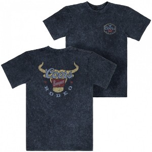 Mens Coors Banquet Rodeo Long Horns Logo Distressed Front and Back T-Shirt - 1 of 4