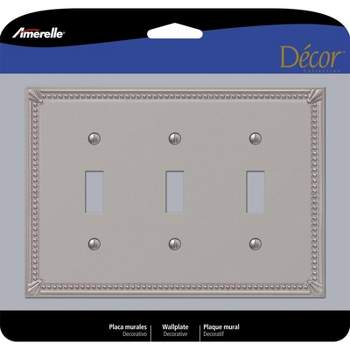 Amerelle Imperial Bead Brushed Nickel 3 gang Metal Toggle Wall Plate 1 pk