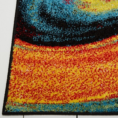 Adja Red and Multicolor Abstract Swirl Runner Rug