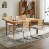 Set of 2 Mid Century Modern Cane Dining Chairs with Velvet Seat and Chrome Cantilever Base,Breuer Rattan Accent Chairs-Baofuwish - 3 of 4