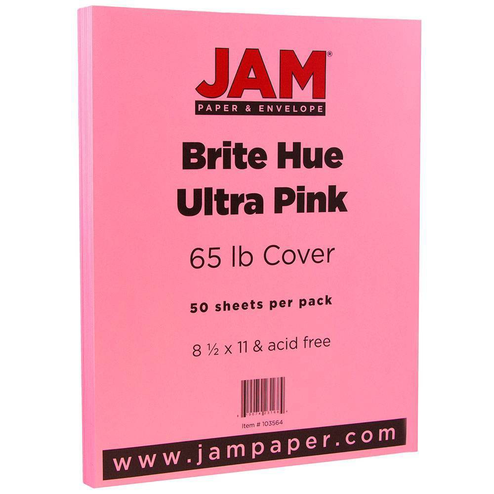 Photos - Creativity Set / Science Kit JAM Paper Brite Hue 65lb Cardstock 8.5" X 11" 50pk - Ultra Pink